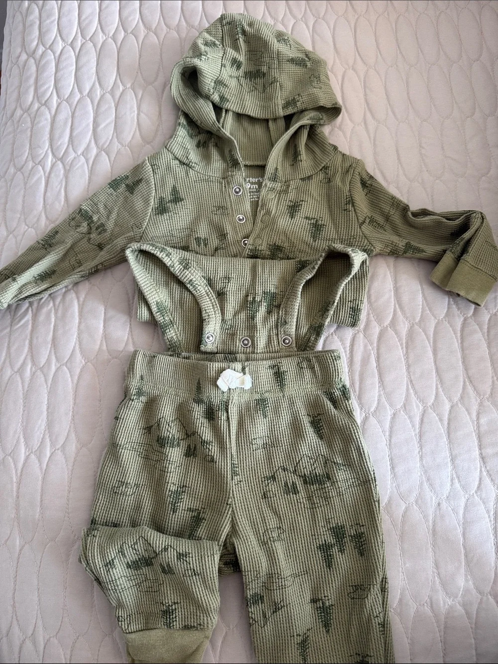 Carter's Olive Green Tie-Dye Waffle Knit Jogger Set